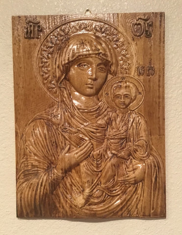 11.5" x 15" St Mary with Baby Jesus Icon - 3D Engraving